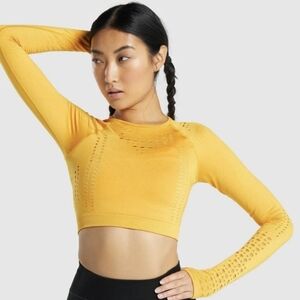 Gymshark Glow Long Sleeve Seamless Crop Top - Yellow